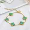 Bestseller transfronterizo pulsera de trébol de 13 mm en color oro de 18 quilates con nácar a doble cara, nuevo estilo de moda, pulsera versátil y elegante