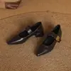 Elegantes zapatos de mujer con punta fina y tacón grueso, nuevos 2026 primavera y otoño, de corte bajo, versátiles, retro, Mary Janes franceses de cuero