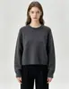 Suéter de tricô de caimento solto para mulheres com um elegante design floral tridimensional, novo estilo outono/inverno europeu e americano transfronteiriço, barra enrolada, gola redonda pulôver