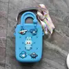 Monedero de silicona con forma de cueva cuadrada para niños, bolso cruzado para caminar, divertido y bonito bolso de silicona para cambio.