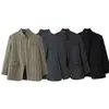 Moda feminina europeia e americana transfronteiriça, best-seller do AliExpress: xadrez, gola alta, um botão, manga longa, blazer casual com bolsos