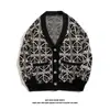 Cardigan de Tricô de Fio Duplo Novo Outono/Inverno para Homens e Mulheres Tricô de Lã Retrô Solto Outer Jaqueta Gola V para Homens