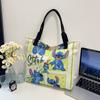 Bolsa de Lona Grande Estampada Multicolor, Estilo Artístico y Fresco, Bolsa de Lona de Mano de Un Solo Hombro, Bolsa para Estudiantes de Gran Capacidad