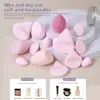 Set de 14 Piezas de Huevo de Maquillaje Cilíndrico en Lata Esponja de Polvo Esponja de Polvo Sin Látex Calabaza Gota de Agua Set de Esponjas Biseladas Huevo de Belleza
