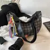 Bolsa de Axila Xadrez Retrô de Alta Qualidade para Mulheres, Bolsa de Ombro Casual para o Dia a Dia, Bolsa Transversal Casual para Combinar no Dia a Dia, Bolsa Dumpling