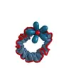 Elástico de Cabelo Floral Color-Blocking Doce Vermelho e Azul Estilo Coreano, Simples e Sofisticado, Alta Elasticidade, Corda para Rabo de Cavalo Estilo Celebridade da Internet para Mulheres