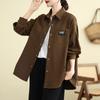 Foto Real Estilo Perezoso Camisa Holgada Coreana Casual Top Combinable Manga Larga Mezclilla Ropa de Trabajo Camisa Abrigo Mujer