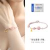 Pulsera de Plata S925 de Fujian y Guangdong Buena Suerte Flor de Loto Ágata Carmesí Pulsera Trenzada Segura Estilo Chino para Mujer Joyería de Alta Gama