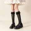 Calcetines Lolita de Encaje Blanco para Mujer, Estilo Media Pantorrilla, Calcetines Largos de Encaje JK, Medias Estilo Japonés, Al Por Mayor en Stock