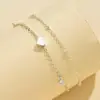 Aliexpress Comércio Exterior Tornozeleira de Aço Inoxidável Osso de Cobra com Contas de Arroz, Fashion, Simples, Elegante, Versátil, Estilo Casual, Joia para Pé de Camada Dupla