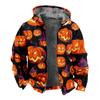 2024 transfronterizo nuevo Halloween forro polar engrosado doble forro terciopelo grueso acolchado de algodón chaqueta cremallera bolsa para excavar chaqueta acolchada de algodón cálida