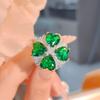 Entrada de moda Luxo Em forma de coração trevo de quatro folhas Pingente Colar Anel de Flor Simulação Esmeralda Diamante Brincos Cor Tesouro terno Mulheres