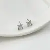 Novos Brincos Estrela de Quatro Pontas com Zircônia Branca da Moda para Mulheres no Trabalho, Brincos Estrela Versáteis de Alta Qualidade, Brincos de Diamante Personalizados