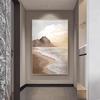 Pintura Decorativa de Textura Gruesa Pintada Puramente a Mano Blanco y Negro Gris Pintura de Olas de Alta Gama Entrada de Sala de Estar Relieve Estéreo Pintura Colgante Grande