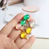 Anel de Calcedônia Verde Gelo Incrustado Banhado a Prata, Anel Cabochão Estilo Chinês Novo, Anel Ajustável de Ágata Rosa para Mulheres, Suprimento para Transmissão ao Vivo