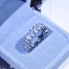 Venta caliente Nuevo corte esmeralda moissanita fila dedo índice Anillo de diamante moda femenina personalidad ins Red Diamond de la red europea y americana