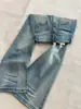 Jeans pitillo azul claro con microcampana de bigotes de gato para mujer, nuevo estilo otoño 2026, versátiles, adelgazantes, con diseño cuidado, de campana