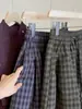 Shorts Casuales de Cuadros con Cordón Estilo Retro para Mujer, Nuevo Estilo Otoño, Corte Holgado para Mujeres de Tallas Grandes, Cintura Elástica, Pantalones tipo Falda Corta Adelgazantes y Favorecedores