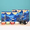 Conjunto de Té Kung Fu Cultural y Creativo Qianli Jiangshan Set de Regalo Cerámica Personalizada Regalo Práctico Una Tetera Cuatro Tazas Souvenir