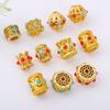 Cuentas sueltas de color dorado antiguo con incrustaciones de turquesa hechas a mano con cuentas diy pulsera collar material de joyería al por mayor
