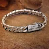 Pulseira Punk Corrente Chicote Estilo Europeu e Americano Liso Cubano Masculina, Grossa Artística Trançada Joia Hip-Hop