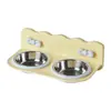 Comedero Doble para Mascotas Comedero Individual Protección del Cuello Antisalpicaduras Comedero para Comida Montado en la Pared Comedero para Perros Comedero para Gatos Doble Comedero Desmontable de Acero Inoxidable Gato