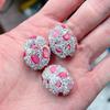 Bola de diamante incrustada con cuentas de cristal de pedrería, cuentas con agujero, cuentas espaciadoras, hechas a mano, material para colgante de pulsera de mano, accesorios de joyería DIY al por mayor