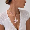 Colar Pingente Flor de Concha Estilo Praia Oceano Férias Transfronteiriço Europeu e Americano Colar de Contas de Arroz Bohemian para Mulheres