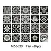 Pegatinas de Azulejos Cerámicos Geométricos Florales Simétricos Estilo Clásico Europeo de 20 Piezas para Fregadero Renovación de Cocina Autoadhesivas Pegatinas para Cubrir Feo