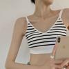 Ropa interior todo en uno con copa trasera hermosa para niña, Camiseta delgada a rayas con tirantes dobles para mujer, Sujetador deportivo strapless para pecho pequeño