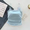 Top de Tirantes Caliente Sexy y Atractivo para Mujer con Tirantes Plisados, Copas Incorporadas, Escote Amplio y Hermoso Diseño en la Espalda