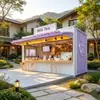 Contenedor fresco y sencillo para tienda de té y bebidas, barra larga con asientos, tienda modular de comida ligera para zonas escénicas y parques