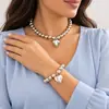 Collar de cuentas redondas geométricas exageradas transfronterizas europeas y americanas, collar de perlas de imitación combinables para mujer, collar de amor con cuentas atractivas