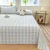 Sábana de Algodón Puro Minimalista Clase A para Dormitorio Color Sólido Algodón Lavado Gasa de Doble Capa Almohadilla Gruesa para Dormir Funda de Almohada de una Pieza