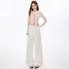 Directo del fabricante: Jeans de pierna ancha de corte tridimensional en color marrón para mujer, nuevo diseño de otoño 2026, pantalones curvos de corte holgado