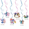Nuevas Decoraciones Colgantes Espirales Temáticas de Fiesta de Cumpleaños de Lilo y Stitch en Tonos Rosas y Azules