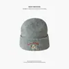 Novo gorro de malha quente com bordado de cachorrinho fofo para outono e inverno para mulheres, faz o rosto parecer menor, versátil para cabeças grandes, chapéu de lã