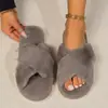 Chinelos Populares Transfronteiriços com Estampa de Leopardo, Chinelos Quentes de Inverno para Casa com Aumento de Espessura e Forro de Lã, Chinelos com Tiras Cruzadas