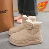 Botas de Neve All-In-One de Pelo Novo de Inverno para Mulheres, Com Veludo Plus e Espessadas Harbin Antiderrapantes Impermeáveis de Tamanho Grande Sapatos de Algodão