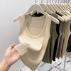 Top Camiseta Regata de Seda Gelo Fina com Decote em U Slim Fit para Mulheres, Colete de Roupa de Fora Sem Mangas Que Cobre os Seios Laterais
