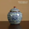 Bote de Cerámica Azul y Blanco para Té, Tarro Grande de Alta Gama para Almacenamiento en Casa, Tarro General Vintage Estilo Chino para Pu'Er