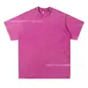 Camiseta de Verano Nueva de Algodón Puro de Color Sólido con Mangas Cortas, Estilo Retro Americano Desgastado Lavado, Top Fresco con Estilo