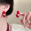 Aretes Franceses de Lazo de Lana Suave Diseño Nicho Combinables de Alta Gama Otoño 2024 Nuevos Aretes para Mujer