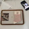 Meias de cano médio listradas com bordado de cachorrinho estilo Ins para mulheres Meias de algodão simples japonesas Versáteis para estudantes Meias longas folgadas