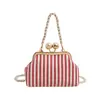 Bolsa Transversal com Listras Coloridas da Moda, Fecho de Clipe, Bolsa de Ombro Único para Noite, Estilosa e Simples, Grande Capacidade, Bolsa de Mão Versátil