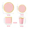 Dopamina Color Puro Encaje Estampado en Caliente Desechable Plato de Papel Vajilla Taza de Papel Servilleta Suministros para Fiesta Decoración Set Festivo