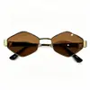 Óculos de Sol Metálicos Poligonais de Alta Qualidade com Proteção Solar, Óculos de Sol Retrô Europeus e Americanos Transfronteiriços, Óculos de Sol Femininos para Uso Externo