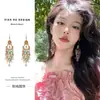 Pendientes de Borla Redondos Bohemios con Forma de Gota de Agua y Cuentas de Arroz Estilo Étnico Retro Ganchos para Oreja Pendientes de Lujo Exquisitos Elegantes Accesibles para Mujeres
