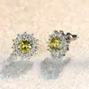 Novos acessórios Amazon brincos de girassol com diamante redondo platina uma geração de brincos de moda ol