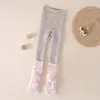 Novas Leggings de Meia Costurada, Calças de Nove Pontos Espessadas para Outono e Inverno, Meias Quentes Ajustadas com Forro de Lã para Crianças, Estilo Coreano